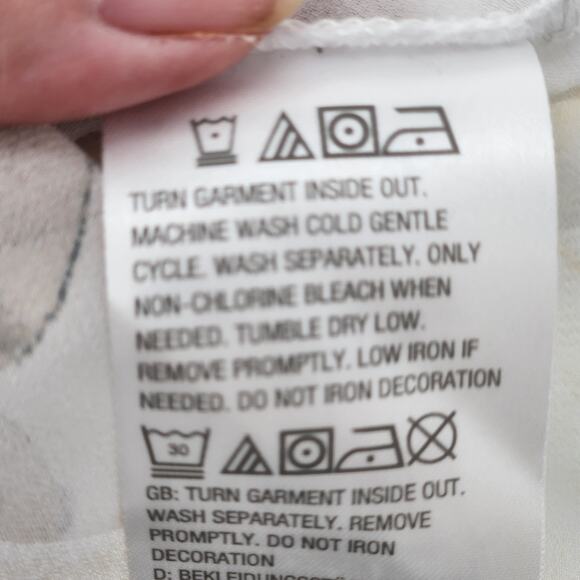 Susan Graver White Floral 2 pc. Tank Sheer Rhinestone Embellished Tunic Women L - Picture 5 of 12